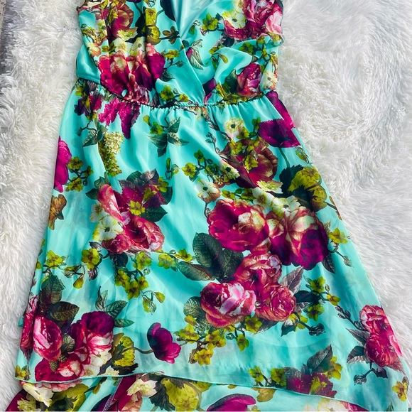 Romeo & Juliet Couture Mint Green Floral Hi Low Dress | Size L | NWT - Picture 5 of 9